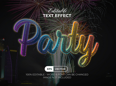 Party Neon Text Effect RGB Style 3d colorful design editable effect font glow illustration letter lettering light modern music neon night party rgb text typography vector