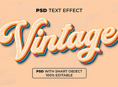 Vintage Text Effect Style With Smart Object 1970 1980 design editable effect font garage grunge letter lettering old text texture typography vintage