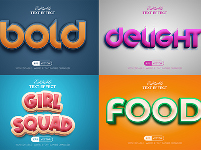 Collections of 3D Text Effect Style 3d banner cartoon colorful design editable effect font letter lettering logo logotype modern poster text typography vector