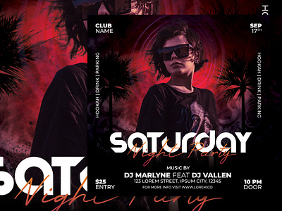 Saturday night party flyer template