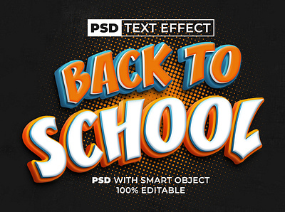 3D Text Effect Back To School Style with Smart Object back colorful design editable effect font halftone letter lettering logo modern school signs text to type typo typography university