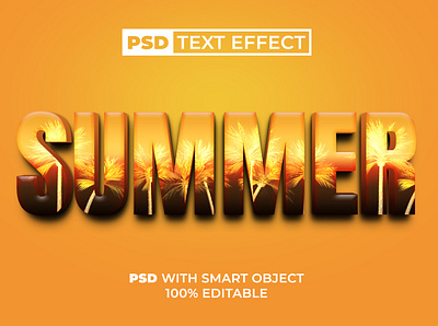 3D Text Effect Summer Style 3d design editable effect font letter lettering modern orange palm summer text title typography