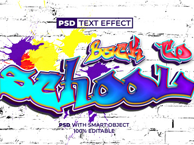 Colorful graffiti text effect back to school style art back to school colorful design editable effect font graffiti letter lettering logo splash text typography wall