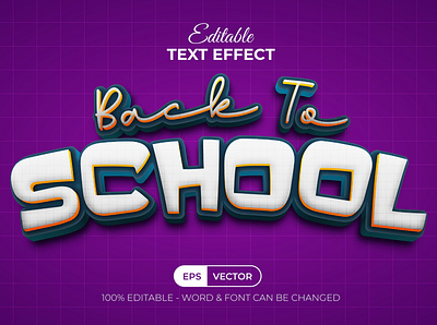 3D Text Effect School Style For Illustrator 3d back to school collage design editable effect font illustration letter lettering modern team text typography university vector