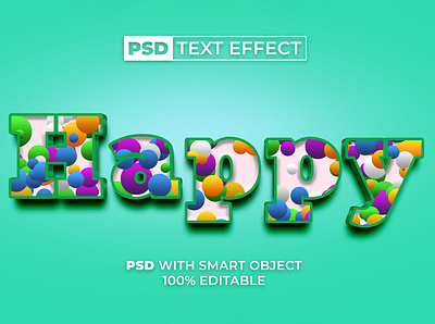 3D Text Effect Fun Style ball bold child design editable effect font fun funny happy kids letter lettering modern psd smart object text texture typography