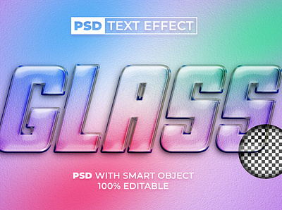 Glass Text Effect Transparent Style design editable effect font glass letter lettering logo logotype mockup modern psd smart object text transparent typeface typography