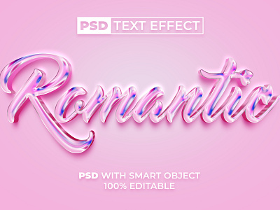 Romantic text effect pink style 3d design editable effect font letter lettering liquid logotype pink smart object text type typography unicorn valentine
