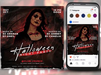 Halloween party flyer brochure dj party feed flyer graphic design halloween party flyer instagram music music event night club poster printable social media post template