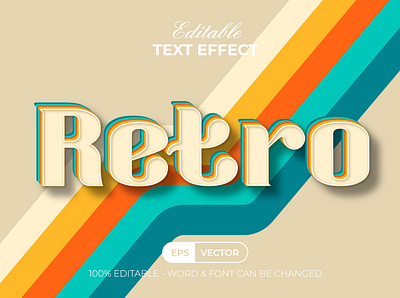 Retro text effect style for illustrator. Editable text effect. colorful design editable effect font letter lettering modern old pop retro text typography urban vector vintage