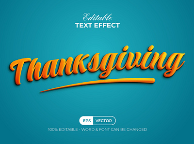 Thanksgiving text effect orange style for illustrator alphabet autumn design editable effect font illustration letter lettering modern orange style summer text type typography vector