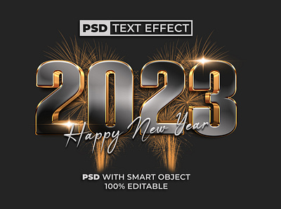 2023 New Year Text Effect Gold Style alphabet design editable effect firework font gold golden letter lettering metallic modern new year text type typography