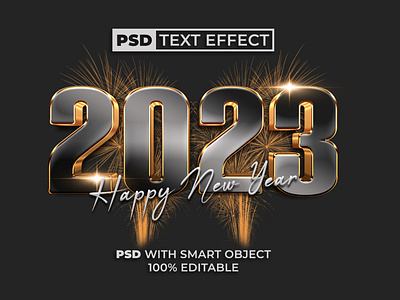 2023 New Year Text Effect Gold Style