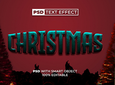 Christmas text effect style for photoshop bold christmas design editable effect eve font green letter lettering modern red text tree typeface typography