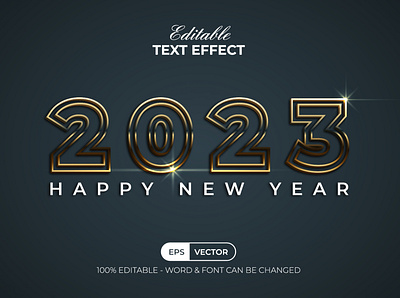 2023 New Year Text Effect Gold Style 2023 design editable effect font gold illustration letter lettering line modern new year stroke text type typface typography