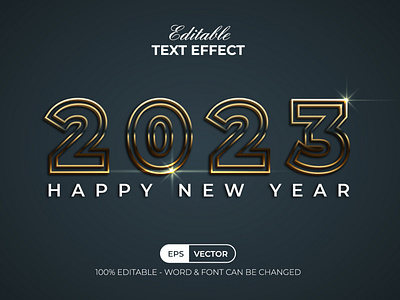 2023 New Year Text Effect Gold Style