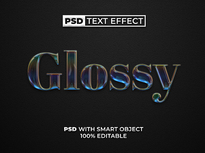 Glossy text effect transparent style for photoshop