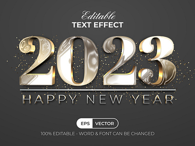 Gold text effect happy new year 2023 style