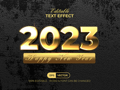 Gold New Year Text Effect Style For Illustrator