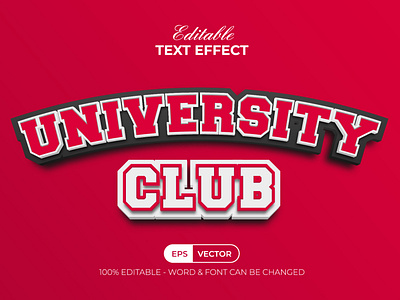 3D Text Effect University Club Style For Illustrator