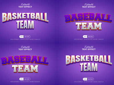 3D Text Effect Sport Team For Illustrator 3d baseball bold club design editable effect font football letter lettering modern sport team text typography