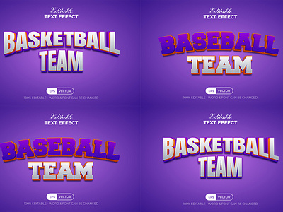 3D Text Effect Sport Team For Illustrator