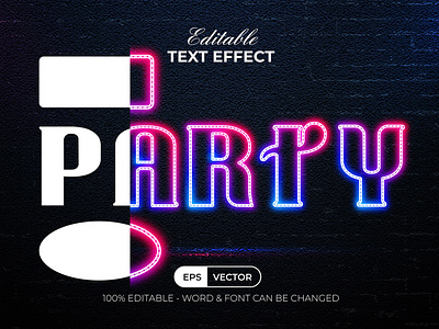 Party Neon Text Effect Style For Illustrator