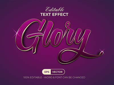 Glory Text Effect Golden Style Vector 3d 3d text effect design editable effect font gold gold text effect golden letter lettering text text effect typography