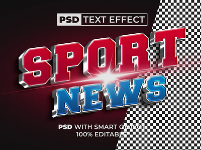 3D Text Effect Sport News Style for Photoshop with Smart Object. bold design editable effect font letter lettering modern news psd silver smart object sport text type typeface typography