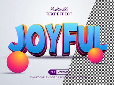 Joyful 3D Text Effect Cartoon Style 3d cartoon child comic design editable effect font fun kids letter lettering text typography