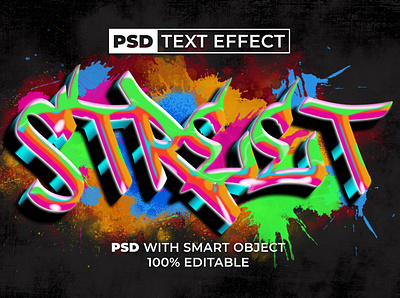 Graffiti text effect style for Photoshop colorful design editable effect font graffiti letter lettering psd rainbow smart object street art text typography