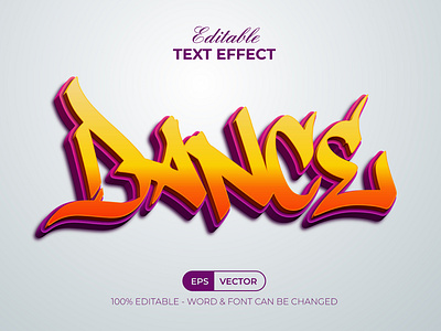 Dance 3D Editable Text Effect Style Vector