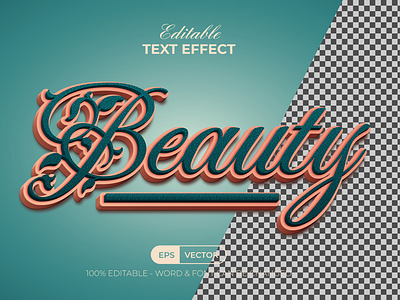 Beauty 3D Text Effect Style. Editable Text Effect.