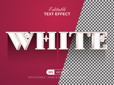 3D White Text Effect Long Shadow Style. Editable Text Effect 3d beauty design editable effect font gradient shadow letter lettering long shadow modern text typography white