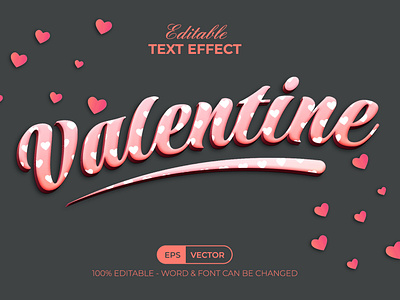 Valentine text effect heart pattern style for illustrator