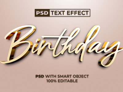 Birthday Text Effect Gold Style bold