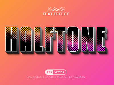 Halftone 3D Text Effect Colorful Style bold