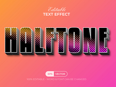 Halftone 3D Text Effect Colorful Style