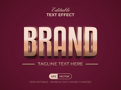 Gold 3D Text Effect Style. Editable Text Effect Vector bold