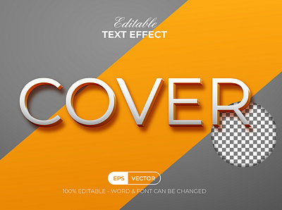 3D Text Effect White Orange Color Style bold