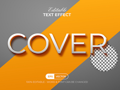 3D Text Effect White Orange Color Style