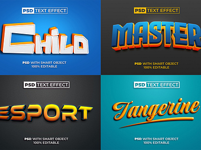 3D text effect style for Photoshop with Smart Object. bold