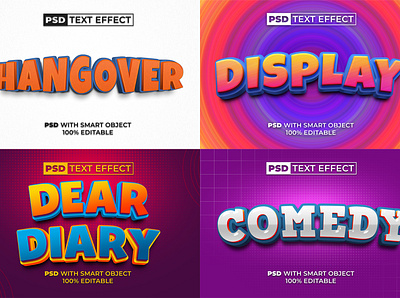 PSD 3D text effect style bundle bold