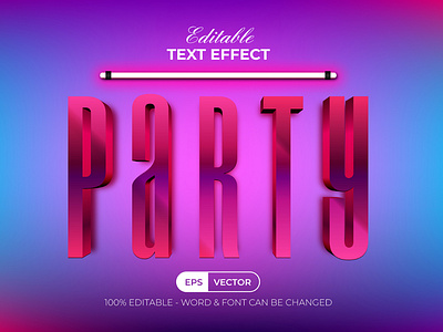 3D Party Text Effect Light Style logotype