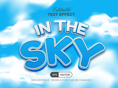 3D Text Effect In The Sky Style vector