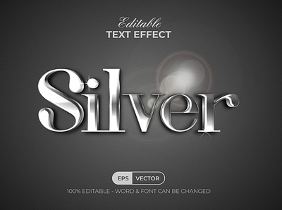 Silver Text Effect Style Vector 3d bold editable font lettering modern silver text effect typography vector