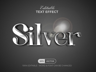 Silver Text Effect Style Vector