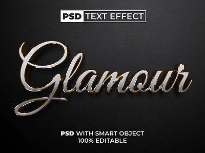 PSD Glamour Text Effect Silver Golden Style bold