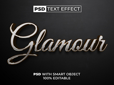 PSD Glamour Text Effect Silver Golden Style