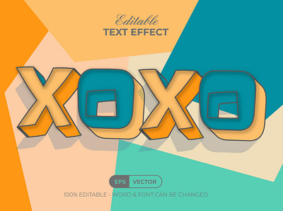 Retro Text Effect Colorful XOXO Style bold design editable effect font illustration letter lettering modern sublimation text typography valentine