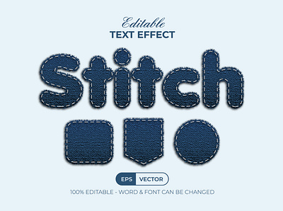Stitch Text Effect Style blue design editable effect fashion font jeans letter lettering modern navy stitch text texture typography